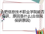 合肥信息技术职业学院能否保研，原因是什么(合信院保研原因)