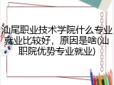 汕尾职业技术学院什么专业就业比较好，原因是啥(汕职院优势专业就业)
