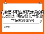 安徽艺术职业学院就读的真实感觉如何(安徽艺术职业学院就读体验)