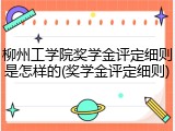 柳州工学院奖学金评定细则是怎样的(奖学金评定细则)