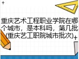 重庆艺术工程职业学院在哪个城市，是本科吗，第几批(重庆艺工职院城市批次)