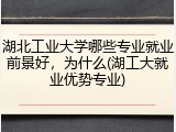 湖北工业大学哪些专业就业前景好，为什么(湖工大就业优势专业)