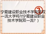 宁夏建设职业技术学院是双一流大学吗?(宁夏建设职业技术学院双一流？)