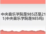 中央音乐学院是985还是211(中央音乐学院是985吗)