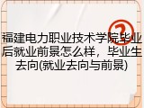 福建电力职业技术学院毕业后就业前景怎么样，毕业生去向(就业去向与前景)