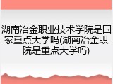 湖南冶金职业技术学院是国家重点大学吗(湖南冶金职院是重点大学吗)