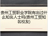 贵州工贸职业学院有出过什么知名人士吗(贵州工贸知名校友)