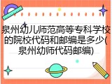 泉州幼儿师范高等专科学校的院校代码和邮编是多少(泉州幼师代码邮编)