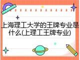 上海理工大学的王牌专业是什么(上理工王牌专业)