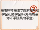 海南热带海洋学院有哪些奖学金和助学金呢(海南热带海洋学院奖助学金)