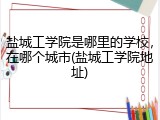 盐城工学院是哪里的学校，在哪个城市(盐城工学院地址)