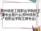 郑州信息工程职业学院的王牌专业是什么(郑州信息工程职业学院王牌专业)
