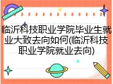 临沂科技职业学院毕业生就业大致去向如何(临沂科技职业学院就业去向)
