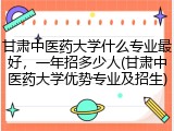 甘肃中医药大学什么专业最好，一年招多少人(甘肃中医药大学优势专业及招生)