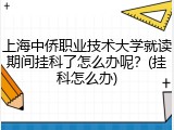上海中侨职业技术大学就读期间挂科了怎么办呢？(挂科怎么办)