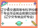 辽宁省交通高等专科学校哪个专业毕业就业前景比较好(辽宁交专就业好专业)
