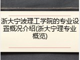 浙大宁波理工学院的专业设置概况介绍(浙大宁理专业概览)