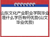山东文化产业职业学院毕业是什么学历有何优势(山文毕业优势)