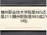 赣州职业技术学院是985还是211(赣州职院是985或211吗)