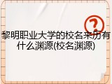 黎明职业大学的校名来历有什么渊源(校名渊源)