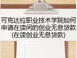 可克达拉职业技术学院如何申请在读间的创业无息贷款(在读创业无息贷款)