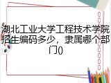 湖北工业大学工程技术学院招生编码多少，隶属哪个部门