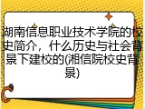 湖南信息职业技术学院的校史简介，什么历史与社会背景下建校的(湘信院校史背景)