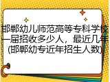 邯郸幼儿师范高等专科学校一届招收多少人，最近几年(邯郸幼专近年招生人数)