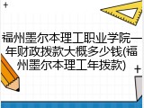 福州墨尔本理工职业学院一年财政拨款大概多少钱(福州墨尔本理工年拨款)