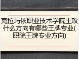 克拉玛依职业技术学院主攻什么方向有哪些王牌专业(职院王牌专业方向)