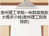 贵州理工学院一年财政拨款大概多少钱(贵州理工财政拨款)