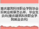 重庆建筑科技职业学院毕业后就业前景怎么样，毕业生去向(重庆建筑科技职业学院就业去向)