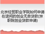 北京经贸职业学院如何申请在读间的创业无息贷款(京职院创业贷款申请)