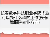 长春数字科技职业学院毕业可以找什么样的工作(长春数职院就业方向)