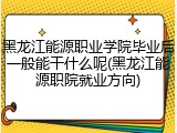 黑龙江能源职业学院毕业后一般能干什么呢(黑龙江能源职院就业方向)