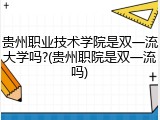 贵州职业技术学院是双一流大学吗?(贵州职院是双一流吗)