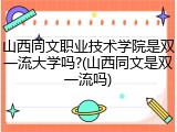 山西同文职业技术学院是双一流大学吗?(山西同文是双一流吗)