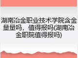 湖南冶金职业技术学院含金量量吗，值得报吗(湖南冶金职院值得报吗)