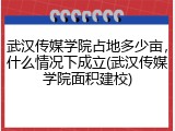 武汉传媒学院占地多少亩，什么情况下成立(武汉传媒学院面积建校)