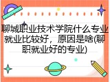 聊城职业技术学院什么专业就业比较好，原因是啥(聊职就业好的专业)