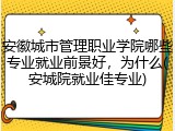 安徽城市管理职业学院哪些专业就业前景好，为什么(安城院就业佳专业)
