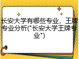 长安大学有哪些专业，王牌专业分析("长安大学王牌专业")
