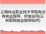 云南林业职业技术学院有没有就业指导，好就业吗(云林职院就业指导如何)
