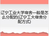 辽宁工业大学宿舍一般是怎么分配的(辽宁工大宿舍分配方式)