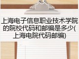 上海电子信息职业技术学院的院校代码和邮编是多少(上海电院代码邮编)