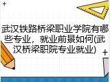 武汉铁路桥梁职业学院有哪些专业，就业前景如何(武汉桥梁职院专业就业)