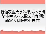 新疆农业大学科学技术学院毕业生就业大致去向如何(新农大科院就业去向)