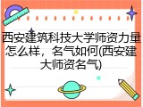 西安建筑科技大学师资力量怎么样，名气如何(西安建大师资名气)