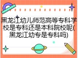 黑龙江幼儿师范高等专科学校是专科还是本科院校呢(黑龙江幼专是专科吗)