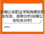 安徽公安职业学院有哪些知名校友，简单分析(安徽公安校友分析)